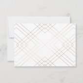 Gold Diamond White Geometric Deco Gatsby Wedding RSVP Kaartje (Achterkant)