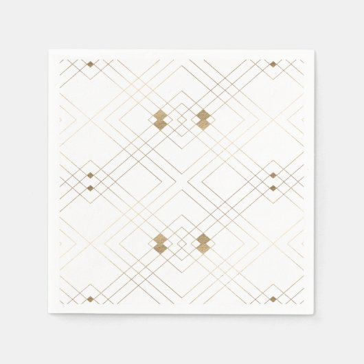 Gold Diamond White Geometric Deco Gatsby Wedding Servet (Voorkant)