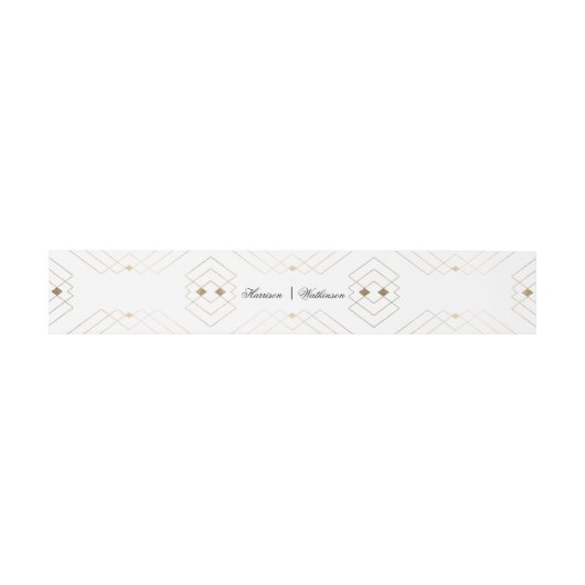 Gold Diamond White Geometric Deco Gatsby Wedding Uitnodigingen Wikkel (Vlak)