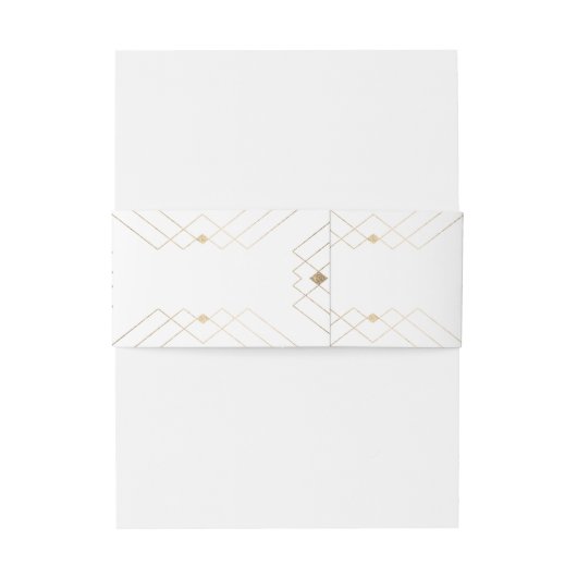 Gold Diamond White Geometric Deco Gatsby Wedding Uitnodigingen Wikkel (Achterkant Voorbeeld)