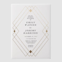 Gold Diamond White Geometric Deco Gatsby Wedding