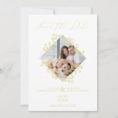 Gold Diamond Wildflower Elegant Photo Chic Wedding Save The Date (Voorkant)
