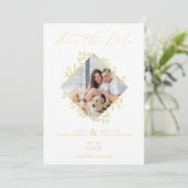 Gold Diamond Wildflower Elegant Photo Chic Wedding Save The Date (Staand voorkant)