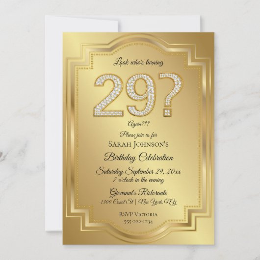 Gold & Diamonds 29e verjaardag Humor Kaart (Voorkant)