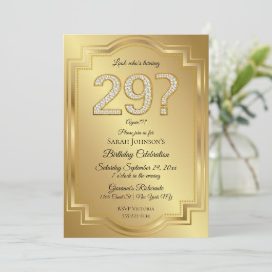 Gold & Diamonds 29e verjaardag Humor Kaart (Staand voorkant)