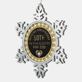 Gold Diamonds 50e bruiloft Jubileum Sjabloon Tin Sneeuwvlok Ornament (Rechts)