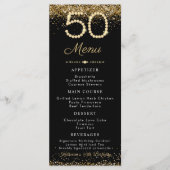 Gold Diamonds 50th Birthday Dinner Flat Menu (Voorkant)