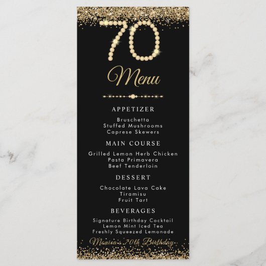 Gold Diamonds 60th Birthday Dinner Flat Menu (Voorkant)