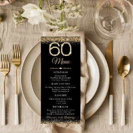 Gold Diamonds 60th Birthday Dinner Flat Menu