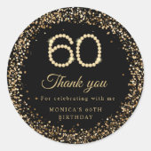 Gold Diamonds 60th Birthday Thank you Sticker (Voorkant)