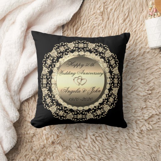 Gold Diamonds Black 50th Wedding Jubileum Kussen (Deken)