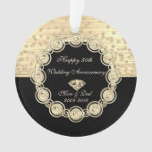 Gold Diamonds Black Chic 50th Wedding Jubileum Ornament (voorkant)