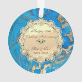 Gold Diamonds, Blue Marble 50th Wedding Jubileum Ornament (achterkant)