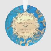 Gold Diamonds, Blue Marble 50th Wedding Jubileum Ornament (voorkant)