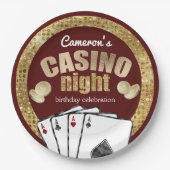 Gold Diamonds Bourgogne Casino Nachtfeest Papieren Bordje (Voorkant)