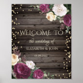 Gold Diamonds Bourgogne Flowers redden de datum Poster (Voorkant)