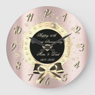 Gold Diamonds Bow Confetti Rose Gold Anniversary Grote Klok