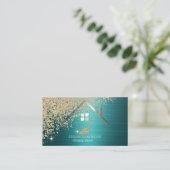 Gold Diamonds Broom House Green Metallic Visitekaartje (Staand voorkant)