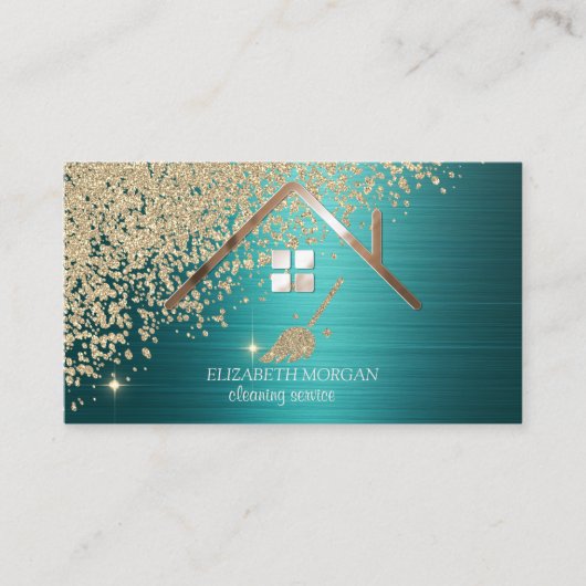 Gold Diamonds Broom House Green Metallic Visitekaartje (Voorkant)