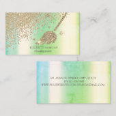 Gold Diamonds Broom Maid Cleaning House Green Visitekaartje (Voorkant / Achterkant)