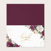 Gold Diamonds Burgundy Floral Hartelijk dank Visitekaartje (Buitenkant ongevouwen)