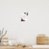 Gold Diamonds Burgundy Floral redt de datum Poster (Keuken)