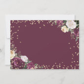 Gold Diamonds Burgundy Floral redt de datum Save The Date (Achterkant)
