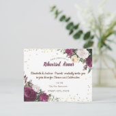 Gold Diamonds Burgundy Floral repesal Dinner Kaart (Staand voorkant)