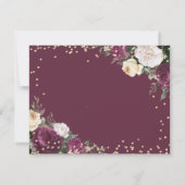 Gold Diamonds Burgundy Floral repesal Dinner Kaart (Achterkant)