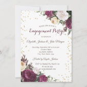 Gold Diamonds Burgundy Floral Verloving Kaart (Voorkant)