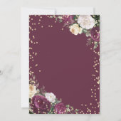 Gold Diamonds Burgundy Floral Verloving Kaart (Achterkant)