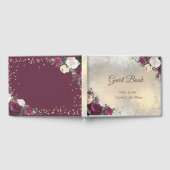 Gold Diamonds Burgundy Floral Wedding Gastenboek (Volledig)
