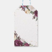 Gold Diamonds Burgundy Floral WeddingDank u Cadeaulabel (Achterkant)