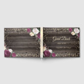 Gold Diamonds Burgundy Flowers Wood Gastenboek (Volledig)