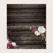 Gold Diamonds Burgundy Flowers Wood Hartelijk dank Visitekaartje (Buitenkant ongevouwen)