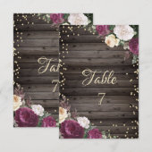 Gold Diamonds Burgundy Flowers Wood Kaart (Voorkant / Achterkant)