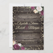 Gold Diamonds Burgundy Flowers Wood Kaart (Voorkant)