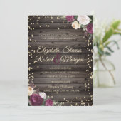 Gold Diamonds Burgundy Flowers Wood Kaart (Staand voorkant)