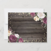 Gold Diamonds Burgundy Flowers Wood Rehearsal Inv Kaart (Achterkant)