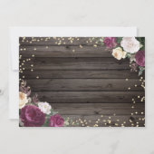 Gold Diamonds Burgundy Flowers Wood Save The Date (Achterkant)
