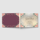 Gold Diamonds Burgundy Rozen Wedding Gastenboek (Volledig)