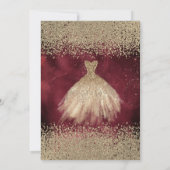 Gold Diamonds Dress Dark Red Bridal Luncheon Kaart (Achterkant)