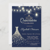 Gold Diamonds Dress Quinceañera Kaart (Voorkant)