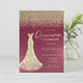 Gold Diamonds Dress Red Quinceanera Kaart (Staand voorkant)