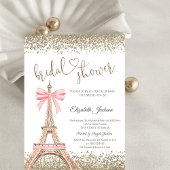 Gold Diamonds Eiffel Tower Bow Bridal Shower Kaart