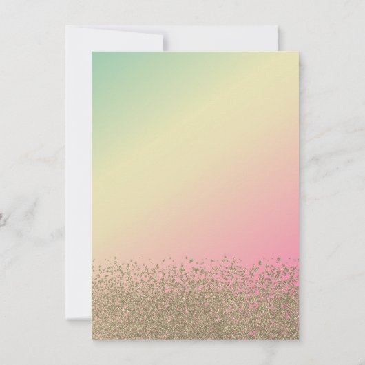 Gold Diamonds, Eiffel Tower Ombre Quinceañera Kaart (Achterkant)