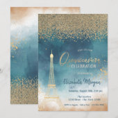 Gold Diamonds, Eiffeltoren Verf SplashQuinceanera Kaart (Voorkant / Achterkant)