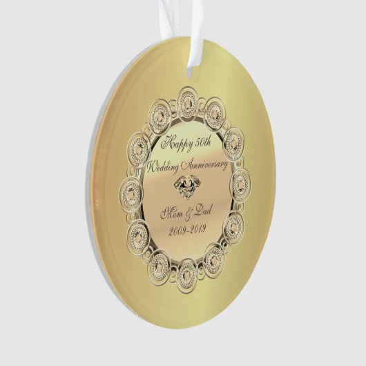 Gold Diamonds Elegant 50th Wedding Jubileum Ornament (voorkant)
