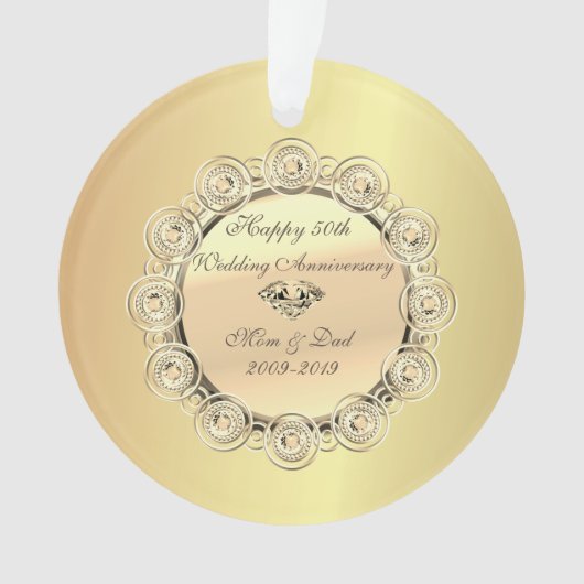 Gold Diamonds Elegant 50th Wedding Jubileum Ornament (voorkant)