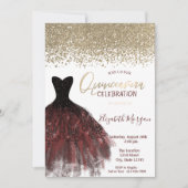 Gold Diamonds, Elegant Burgundy Dress Quinceañera Kaart (Voorkant)